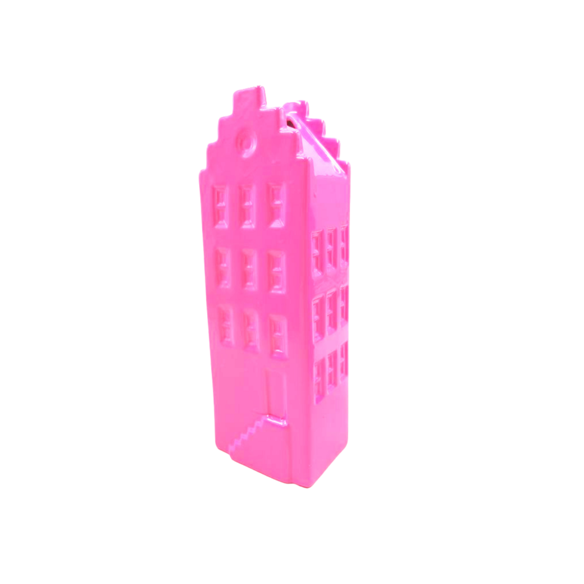Housevitamin Keramische Vaas Grachtenpand - Neon Pink - 14,5cm