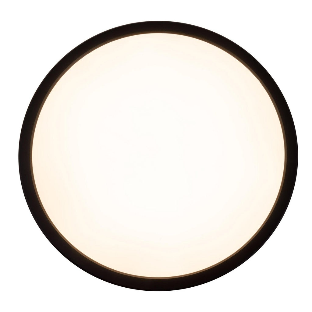 Het LED-plafondlicht "Carlo" met RGB-backlight, Ø van 29,3 cm, klassiekmoderne plafondlicht gemaakt van zwart/wit plastic met veel functies, b.v.