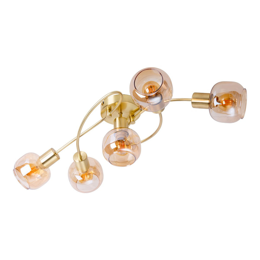 Näve Libby Plafondlamp 5-Spots Messing Amber 65,5cm E14