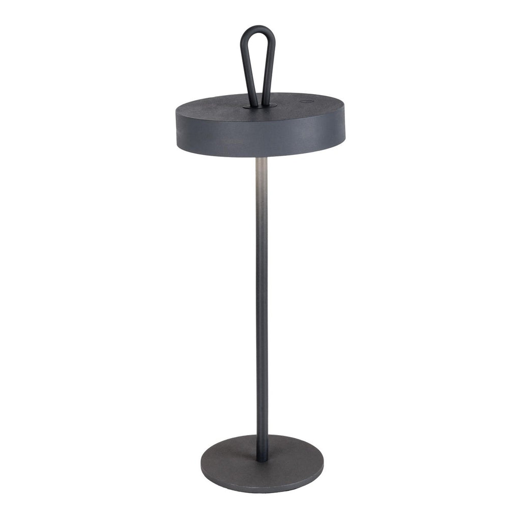 LED -batterijtafellamp magnetisch "ella" voor buiten en binnen, gemaakt van metaal en plastic in grijs, 35 cm hoog