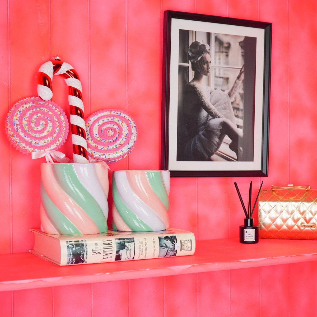 Candylicious Bloempot - Roze/Groen - 12,5x12,5x13cm Candy Twist Design