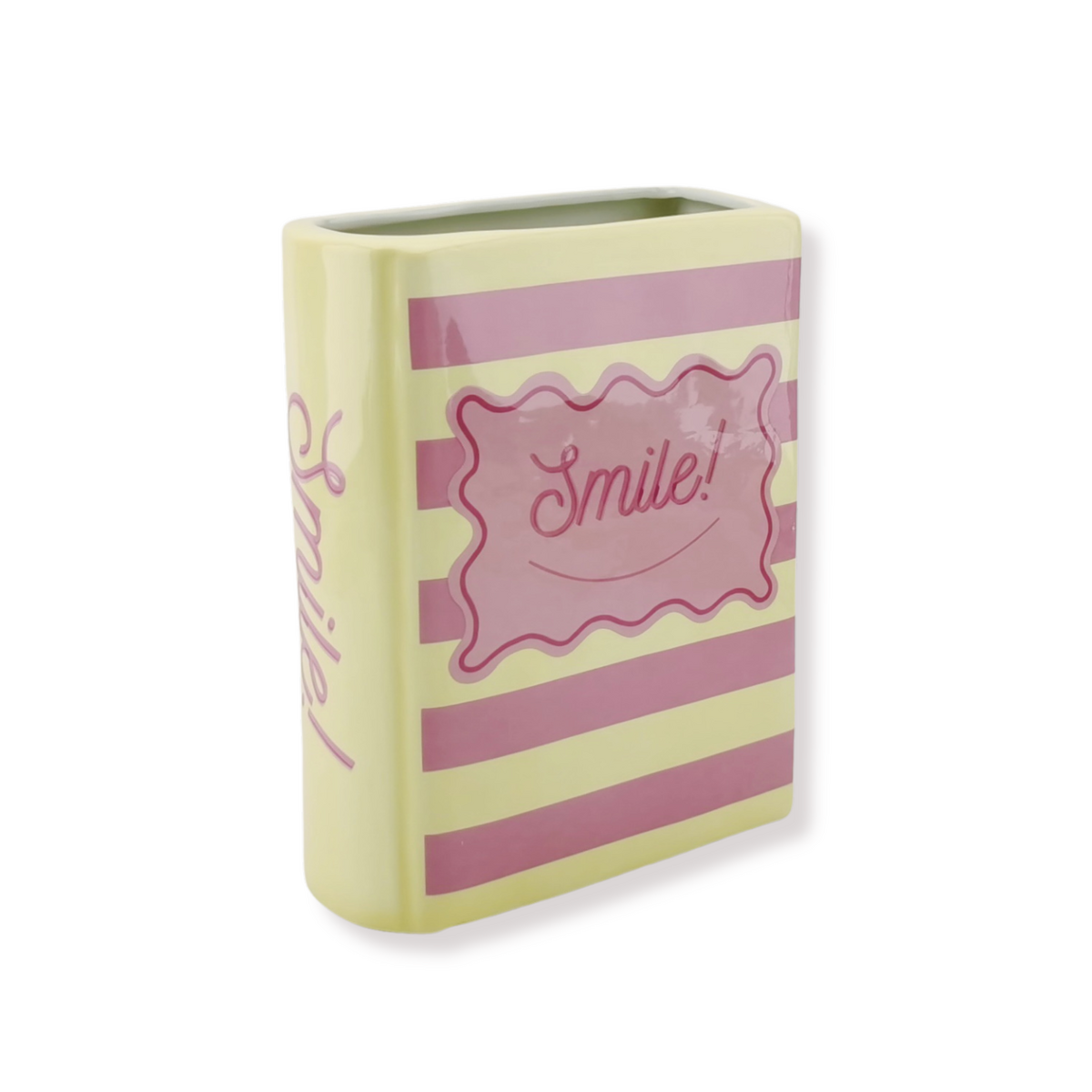 Housevitamin Boekenvaas - Geel/Roze - Dolomiet - 16,5x7,5x21,5cm