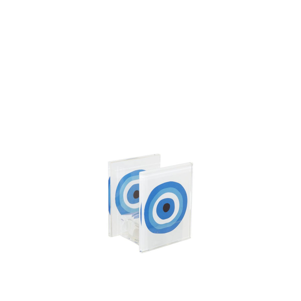 Oogkaarshouder 7x6,5x9cm - transparant blauw glas