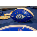Donkerblauw keramisch decoratief oog 20x12cm