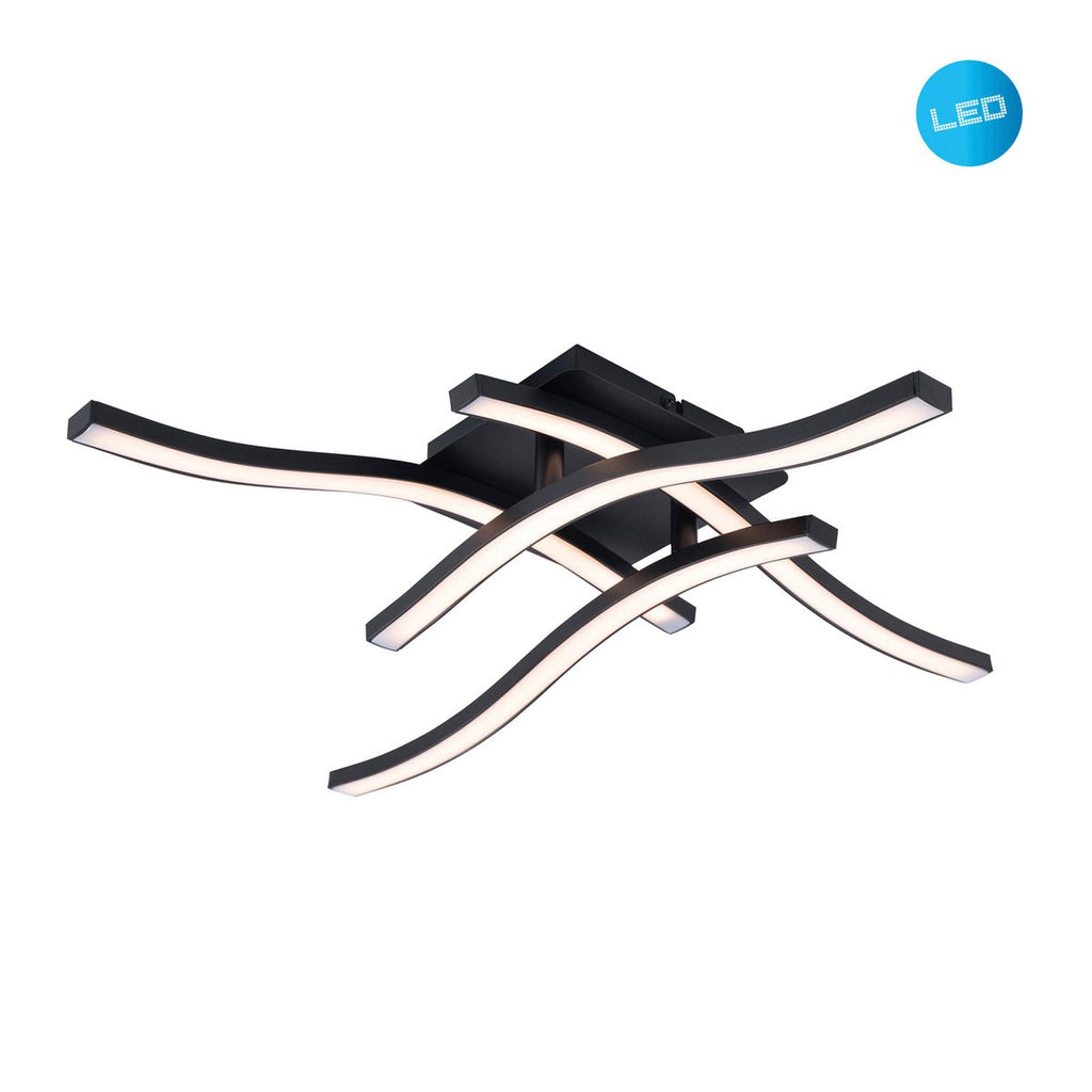 Näve Onda LED Plafondlamp - Zwart 45cm
