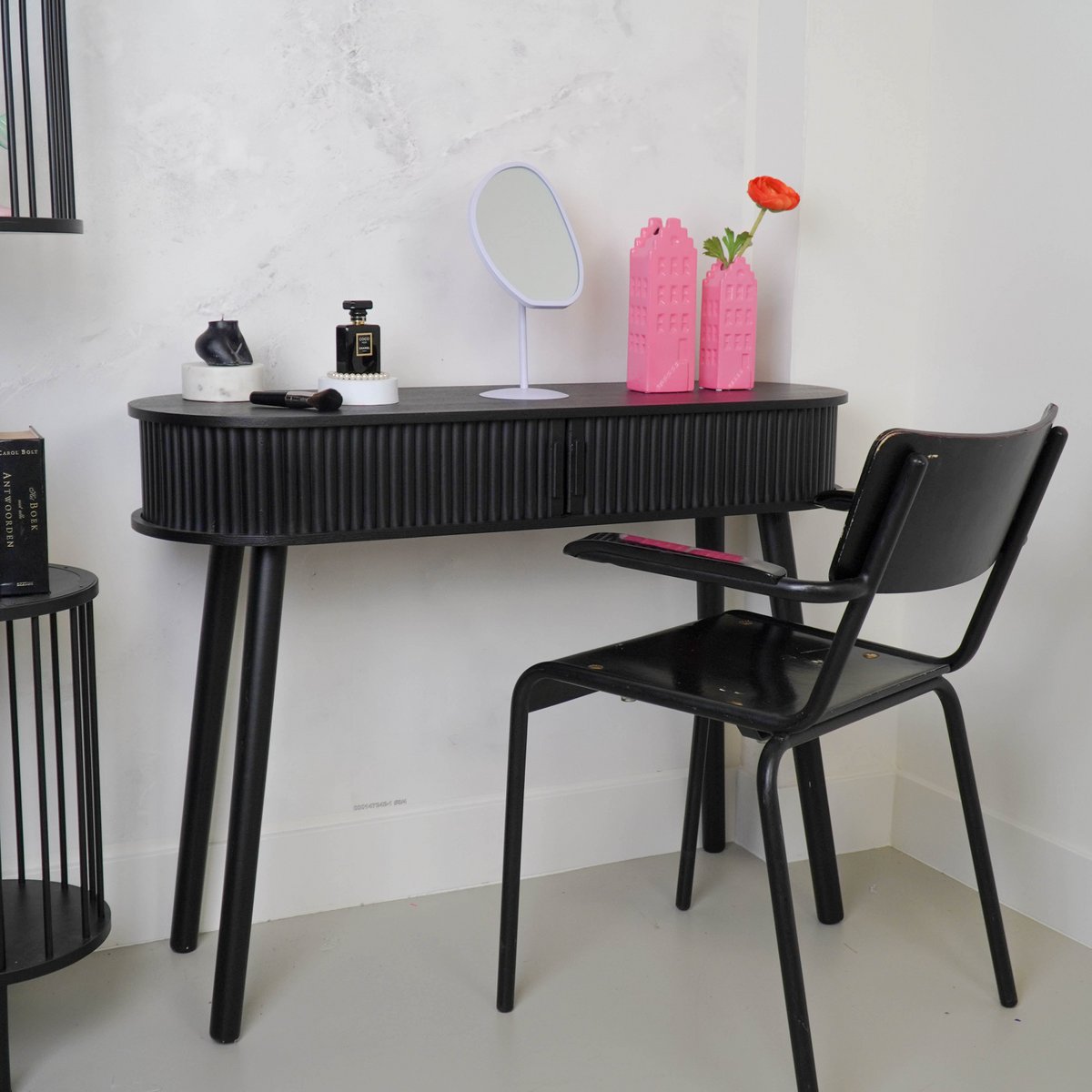 Bijzettafel Zwart MDF 100x33x76cm Opbergmeubel