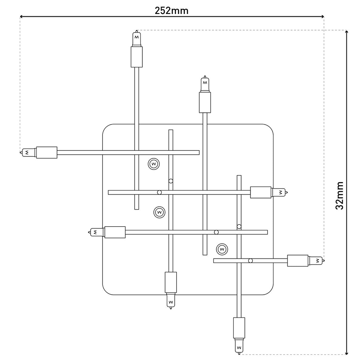 LED-plafondlamp Ancona - Zwart/Goud G9