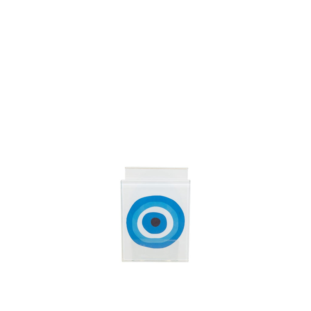 Oogkaarshouder 7x6,5x9cm - transparant blauw glas