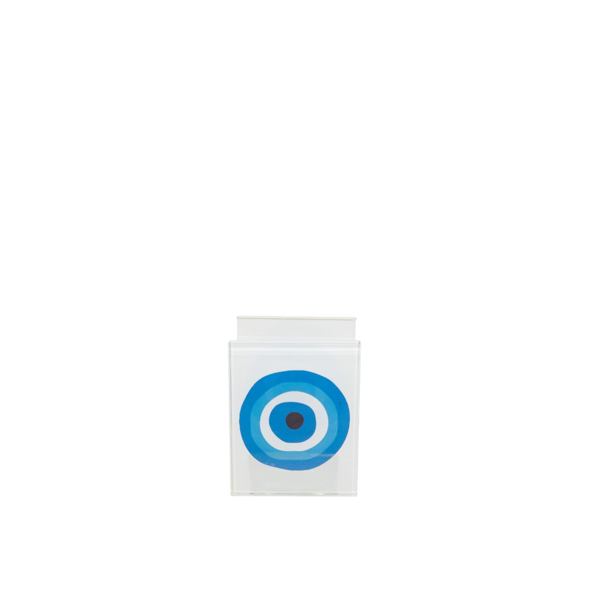 Oogkaarshouder 7x6,5x9cm - transparant blauw glas