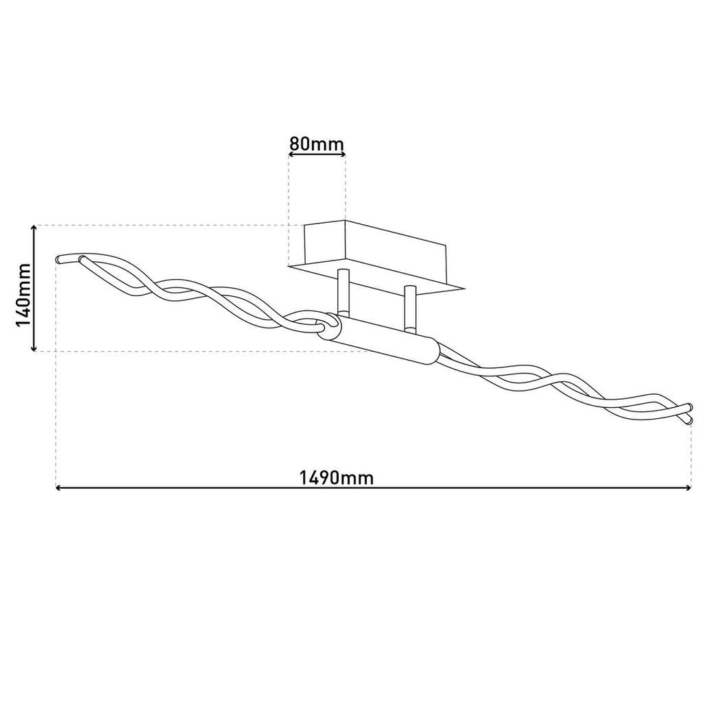 LED plafondlamp Twist 149cm Zilver