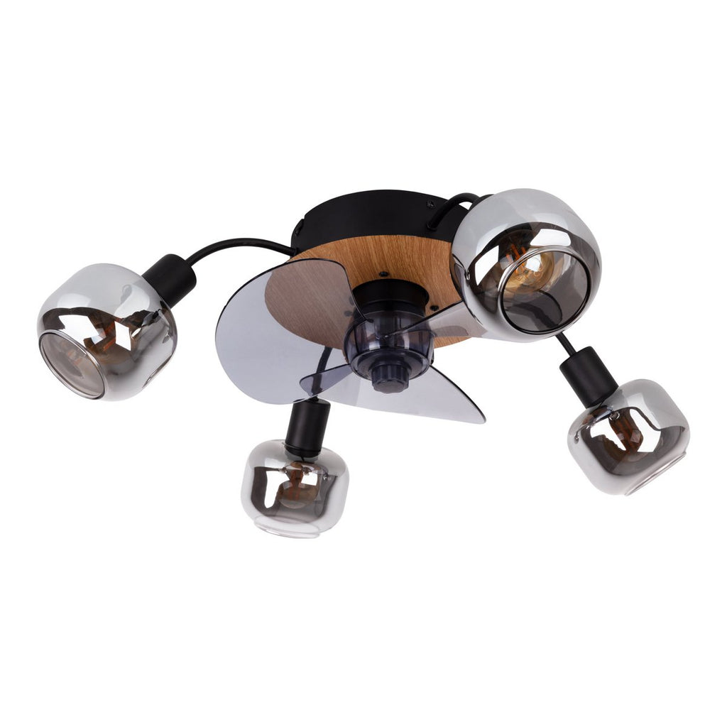 Plafondlamp inclusief ventilator "fumoso", in zwart, bruin en natuur, voor E27, Ø 51 cm