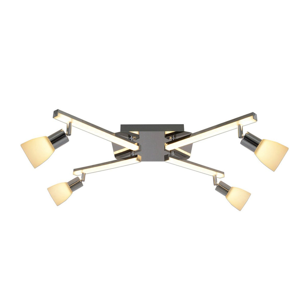 LED -plafondlicht "Ibiza" 68 cm lang, gemaakt van chroom -gekleurd metaal, glas en plastic