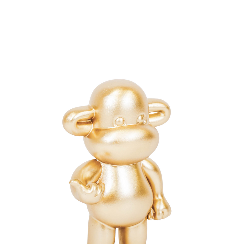 Gouden polyresin aap beeldje 'de legende' - 11x7x19cm