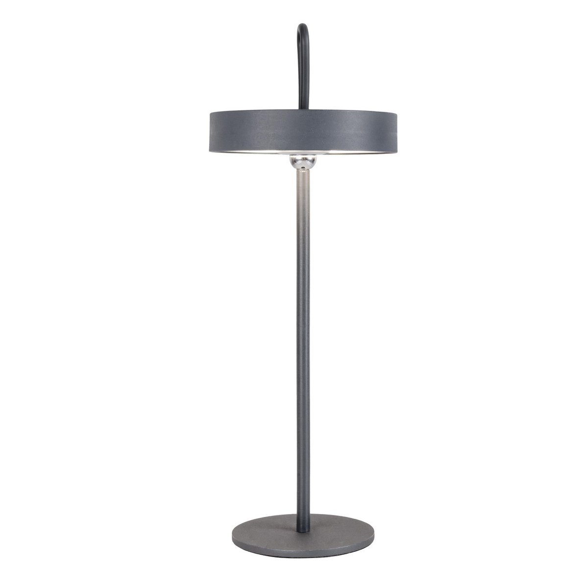 LED -batterijtafellamp magnetisch "ella" voor buiten en binnen, gemaakt van metaal en plastic in grijs, 35 cm hoog