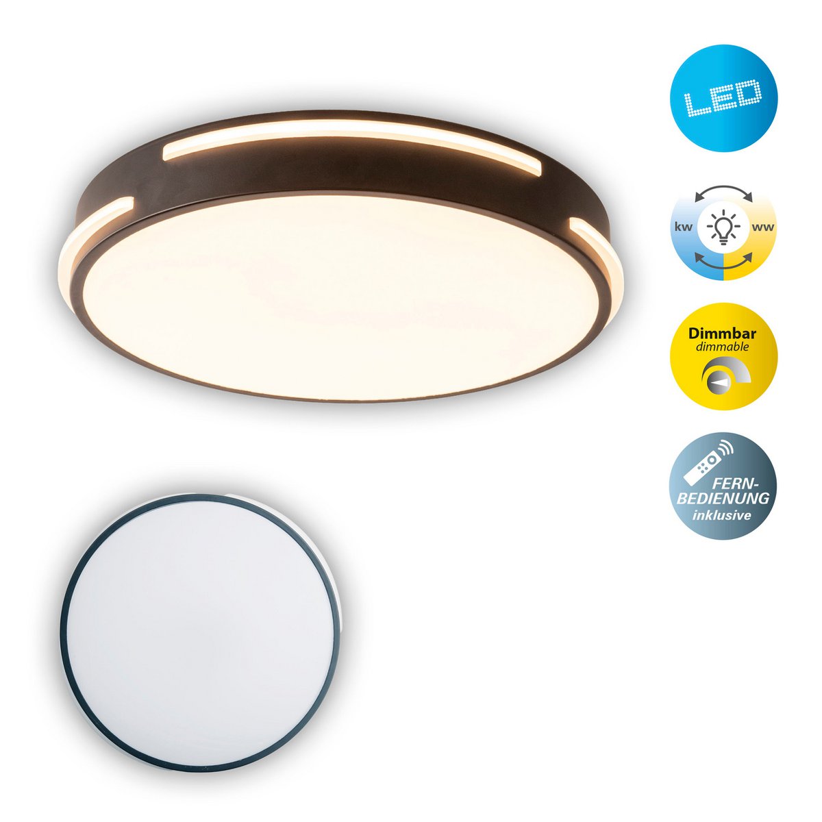 LED Plafondlamp Ventura Ø40cm Zwart