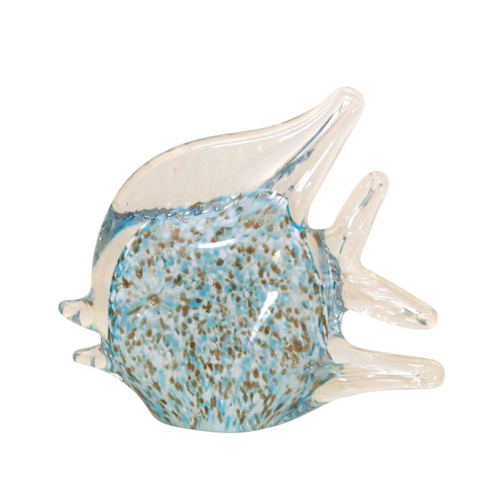 Decoratieve glazen vis blauw 14,5x5,5x13cm