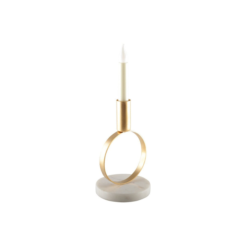 Ronde Kandelaar Marmer Mat Goud - 17cm