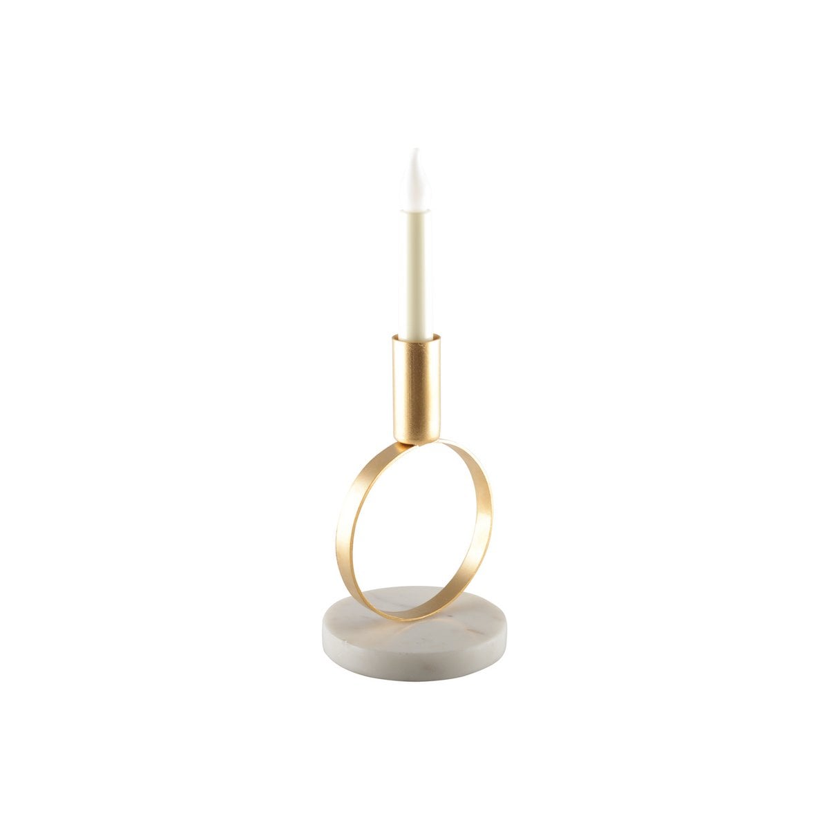 Ronde Kandelaar Marmer Mat Goud - 17cm