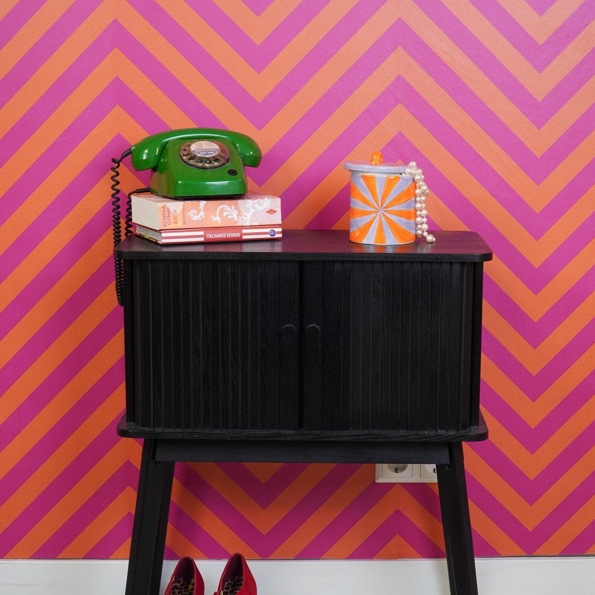 Housevitamin Swirl Voorraadpot - Oranje/Lila - 11x11x14,5cm