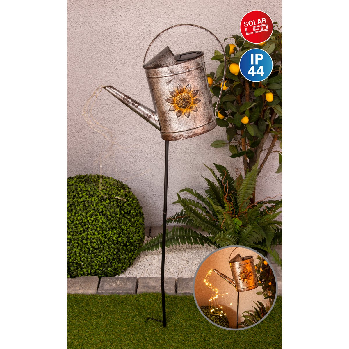 Näve LED Solar Waterhond H:110cm Zilver