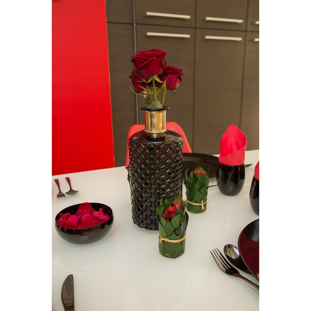 Vaas H28cm - Aulica Zwart met Gouden Top