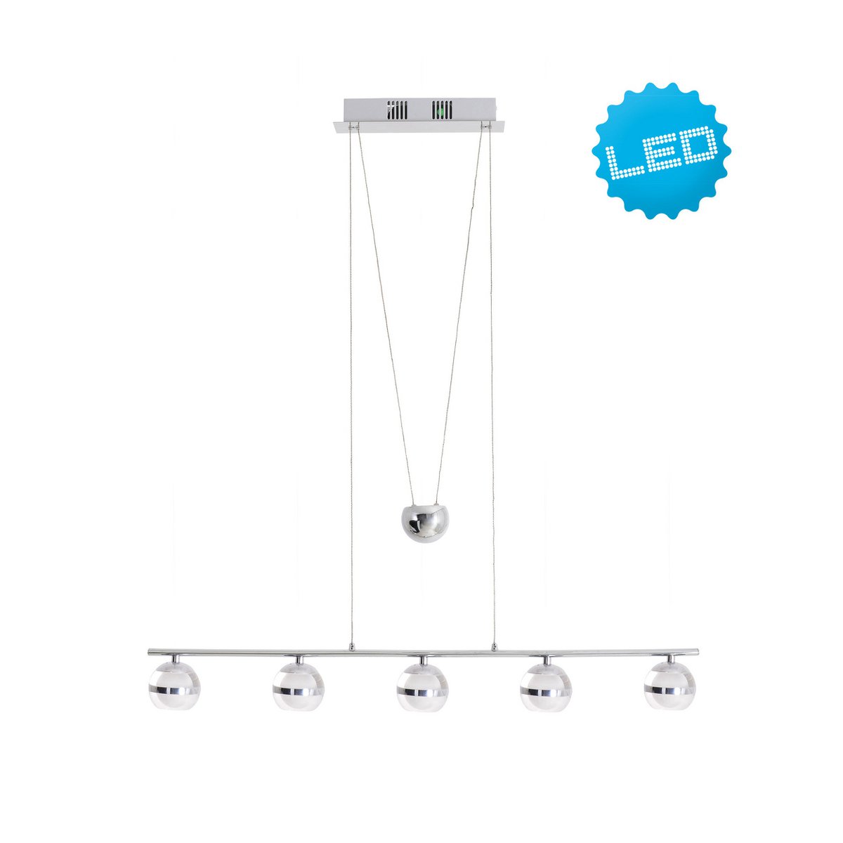 Näve Hanglamp Bol Chrome 150cm LED