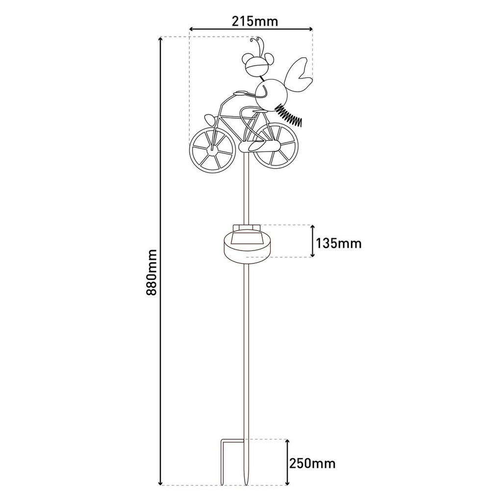 LED Solar Earth Skeer Skeer Brown H: 88cm, voor buiten, metaal en plastic aarde spies in bruin, met geïntegreerde LED