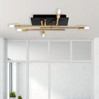 LED -plafondlamp "Ancona" met achtergrondverlichting gemaakt van metaal in zwart en messing, G9 -versies, lamp voor woonkamer, eetkamer, gang en kantoor, ca.