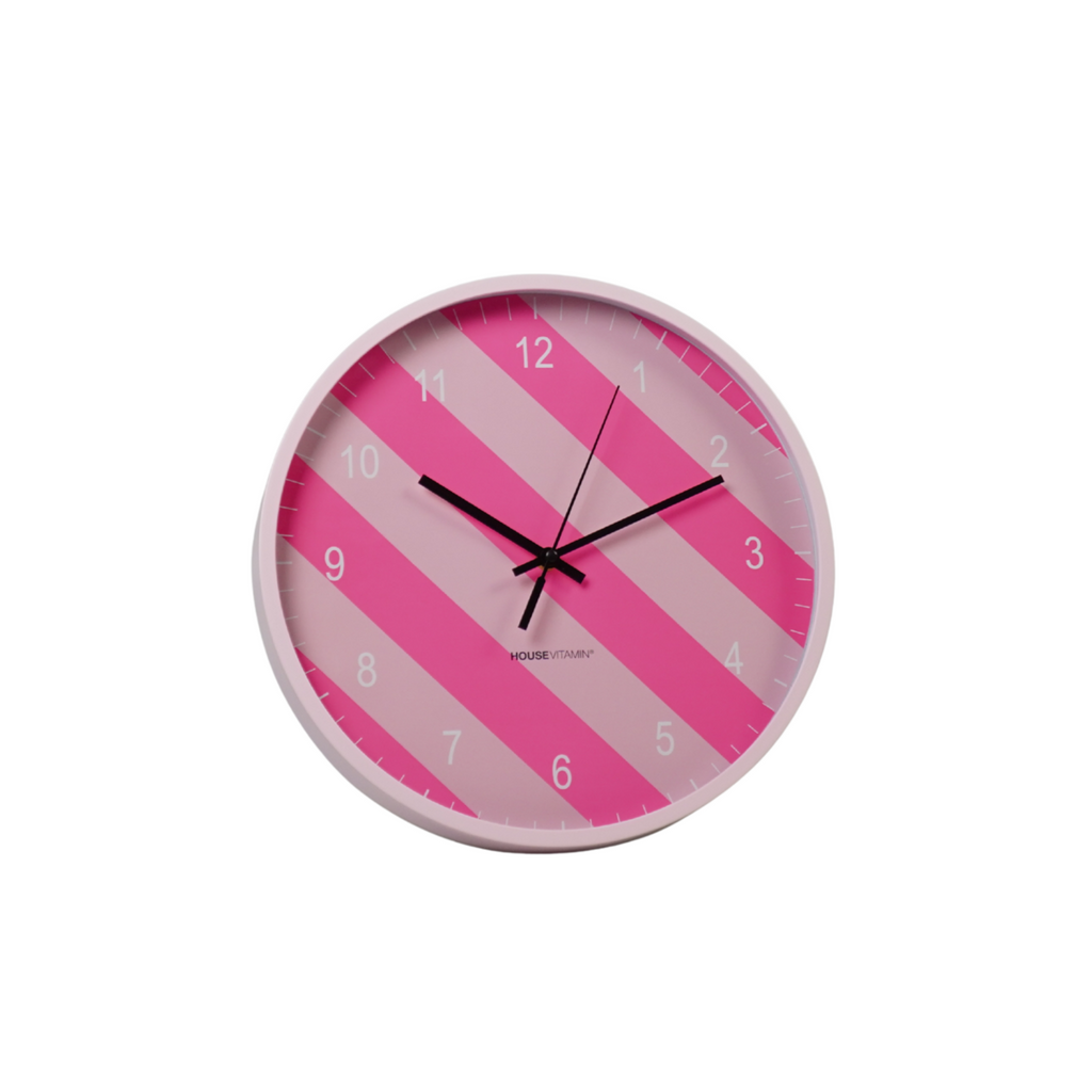 Wandklok gestreept roze 35x35x4cm Housevitamin