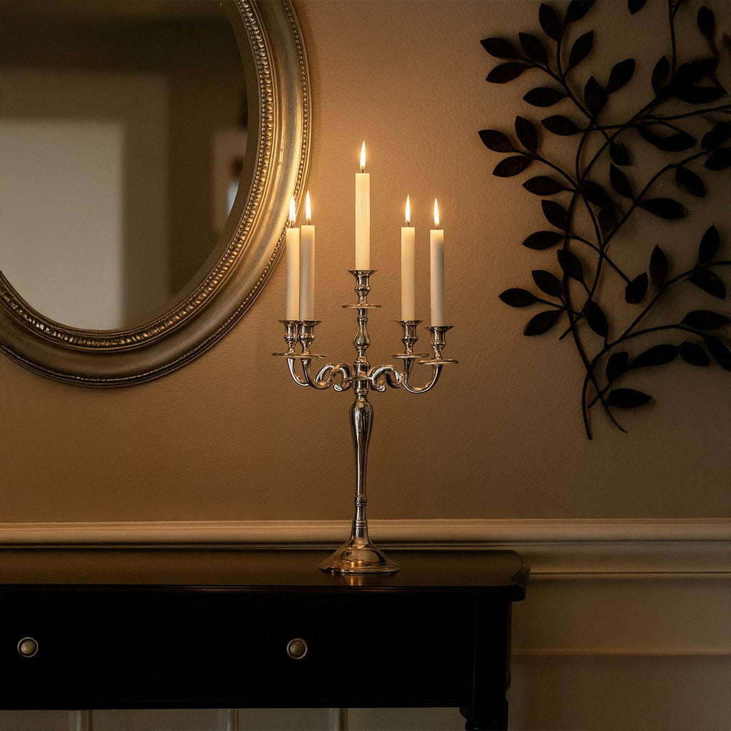 Aulica 5-Brander Kandelaar Zilver 40cm Hoog