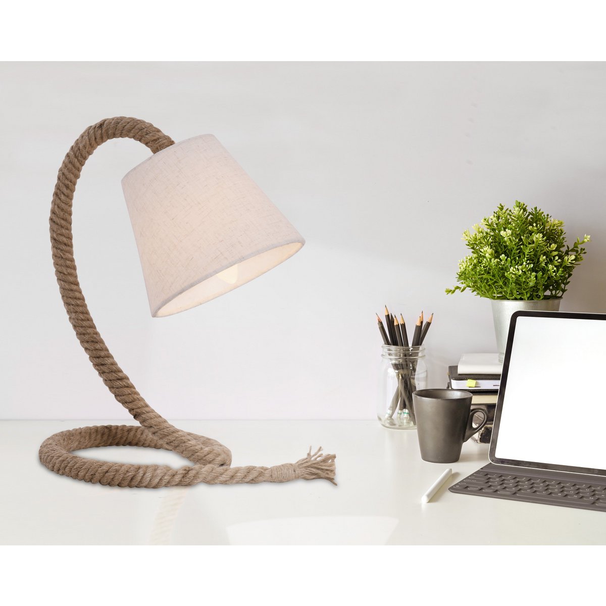 Näve Tafellamp Touw - Wit 35cm E14
