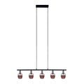 5 hanglamp "Corbis", echtelijke lamp gemaakt van zwart in zwart, met goud en rotan, met E14 -aansluiting, voor eetkamer, woonkamer, gang of kantoor, 100 cm lang