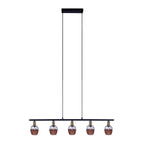 5 hanglamp "Corbis", echtelijke lamp gemaakt van zwart in zwart, met goud en rotan, met E14 -aansluiting, voor eetkamer, woonkamer, gang of kantoor, 100 cm lang