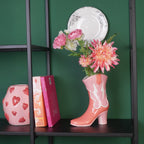Vaas Boot - Keramiek - Roze/Oranje - 16,5x10,5x26,5 cm