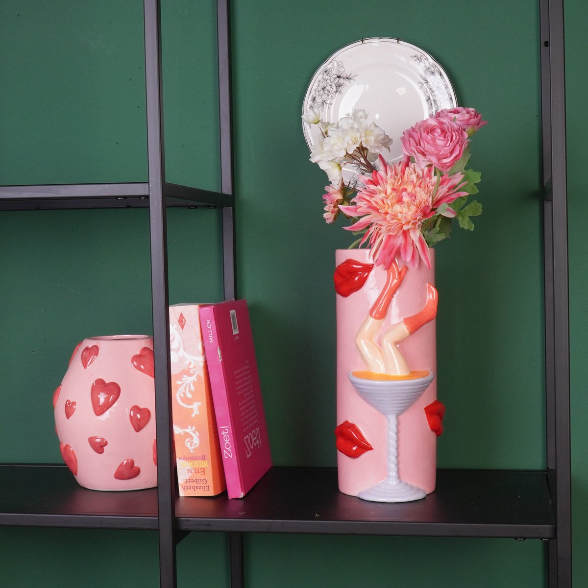 Housevitamin Bloemvaas Pornstar Martini Ceramisch Roze/Rood 14x12,5x28 cm