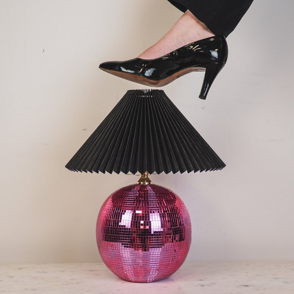 Disco Ball Tafellamp - Roze Glas - 20x20x20cm