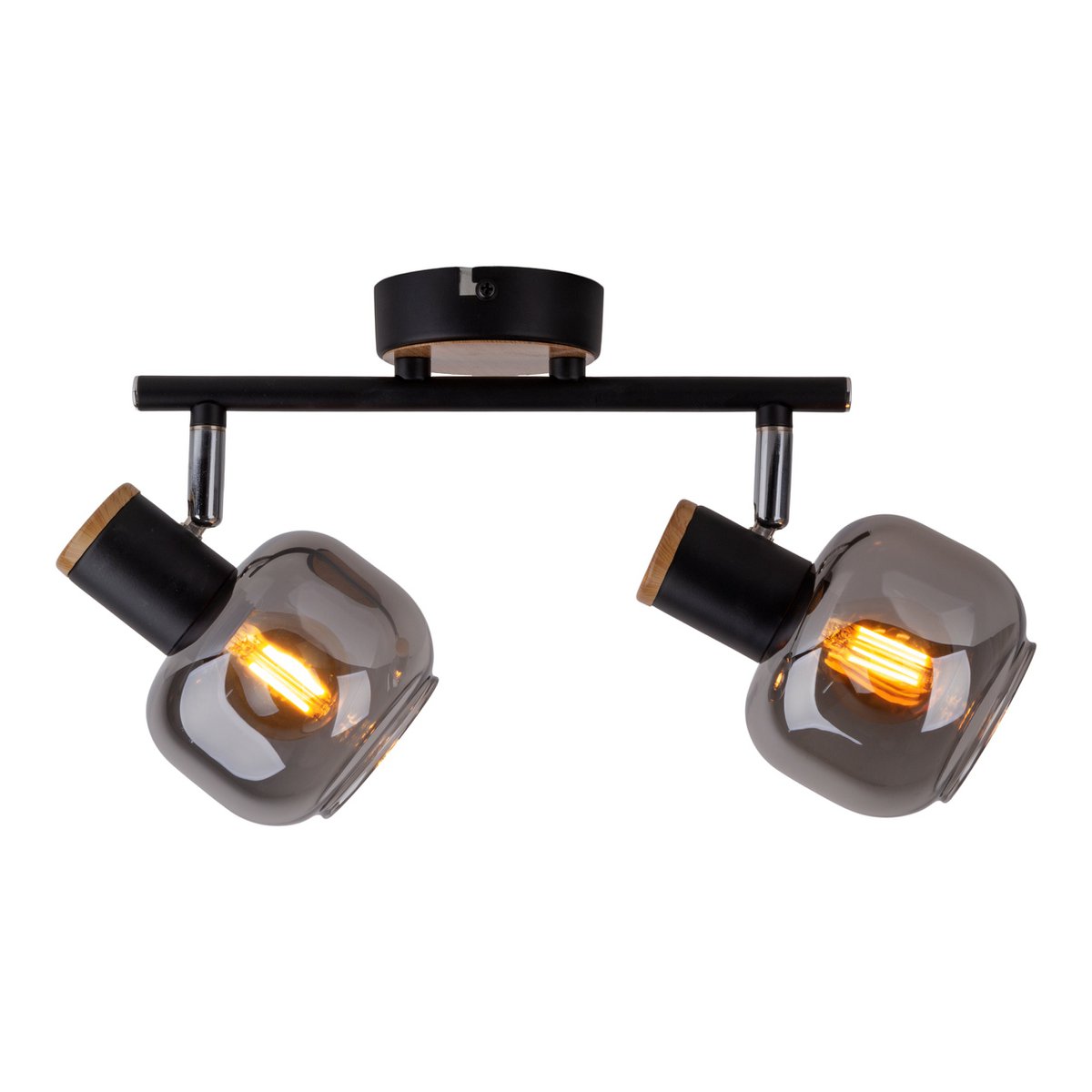 Näve Fumoso Plafondlamp 2-Spot Zwart Glas 40cm