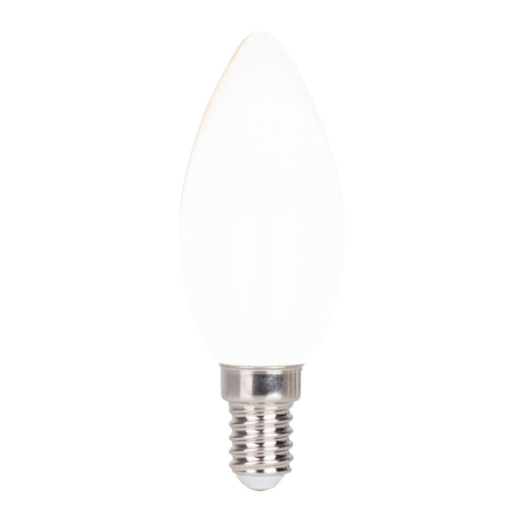 6 Set LED -lamp met E14 -aansluiting, kaarsenvorm 4 watt, gemaakt van metaal en glas, melkachtig