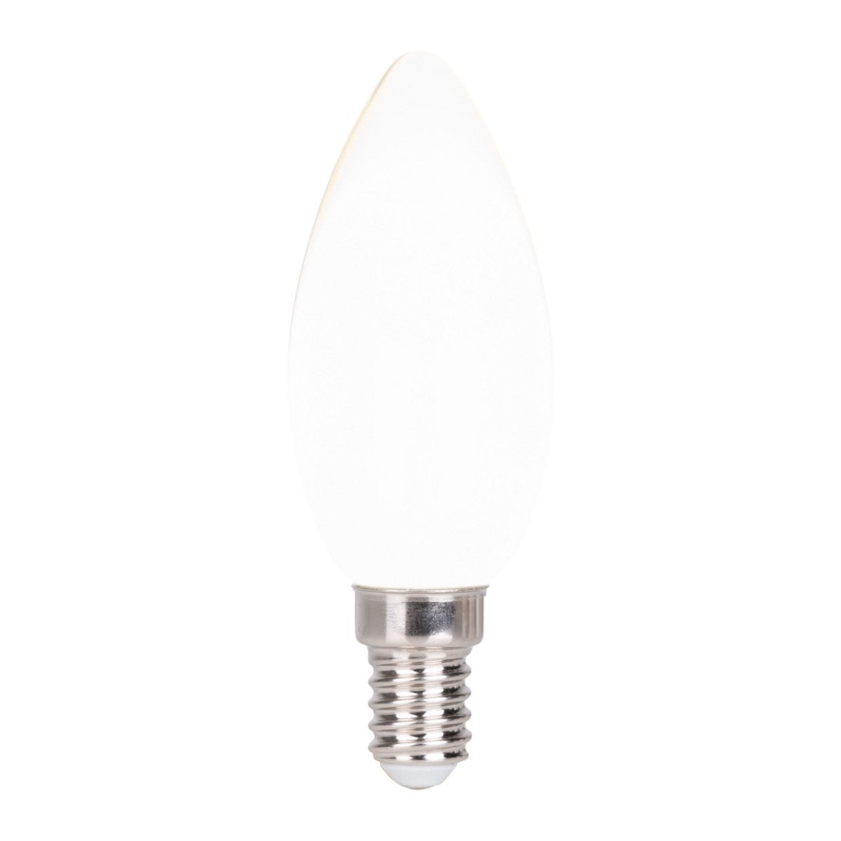 6 Set LED -lamp met E14 -aansluiting, kaarsenvorm 4 watt, gemaakt van metaal en glas, melkachtig