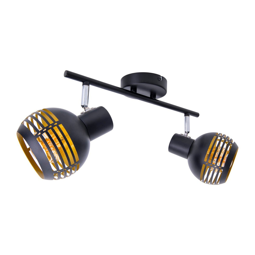 Näve Casco 2 delige Wandlamp Zwart/Gouden Metalen Verlichting 12x15cm