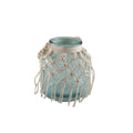 Macrame groen glazen vaas H.16,5 cm - Aulica