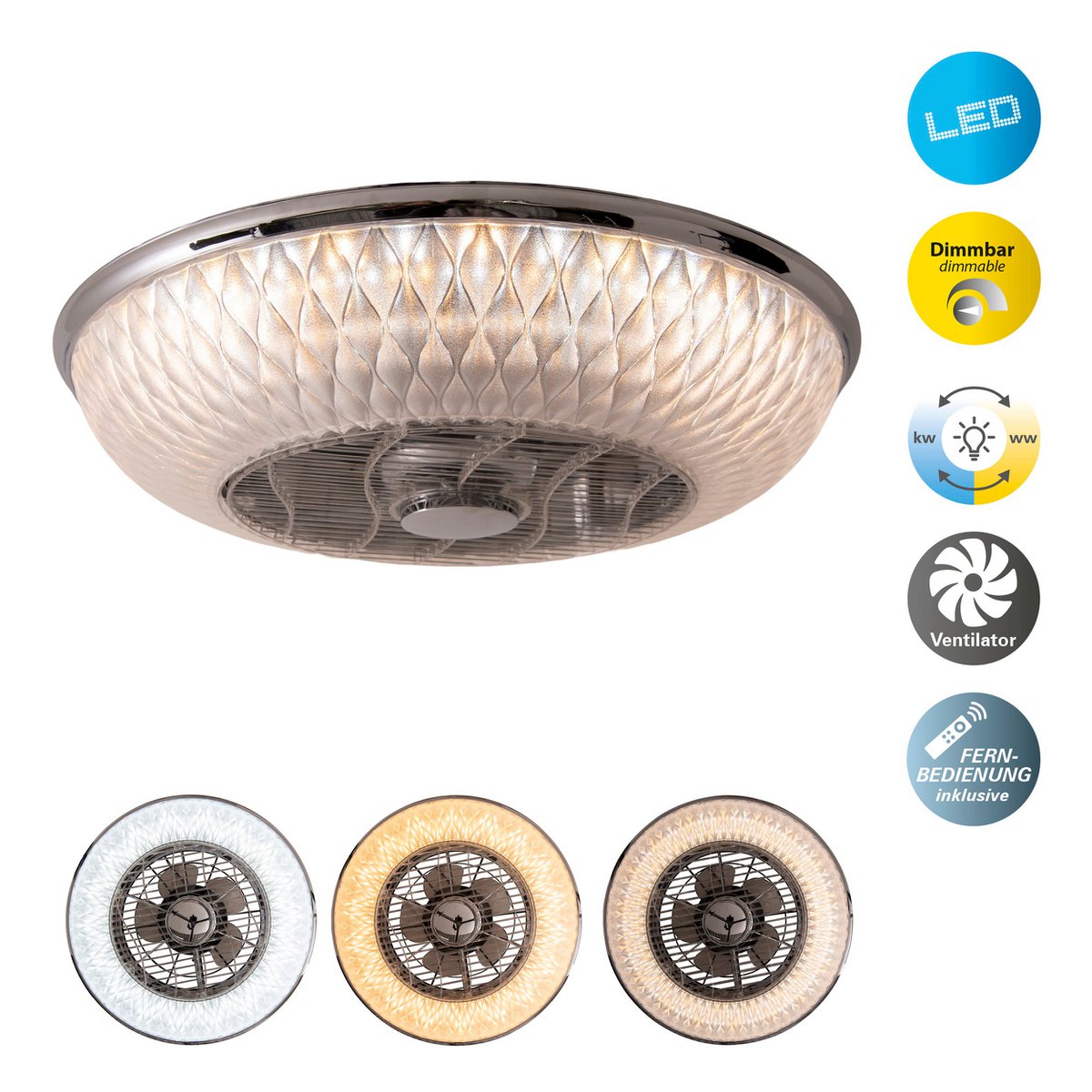Näve Viento LED Plafondlamp met Ventilator 55cm