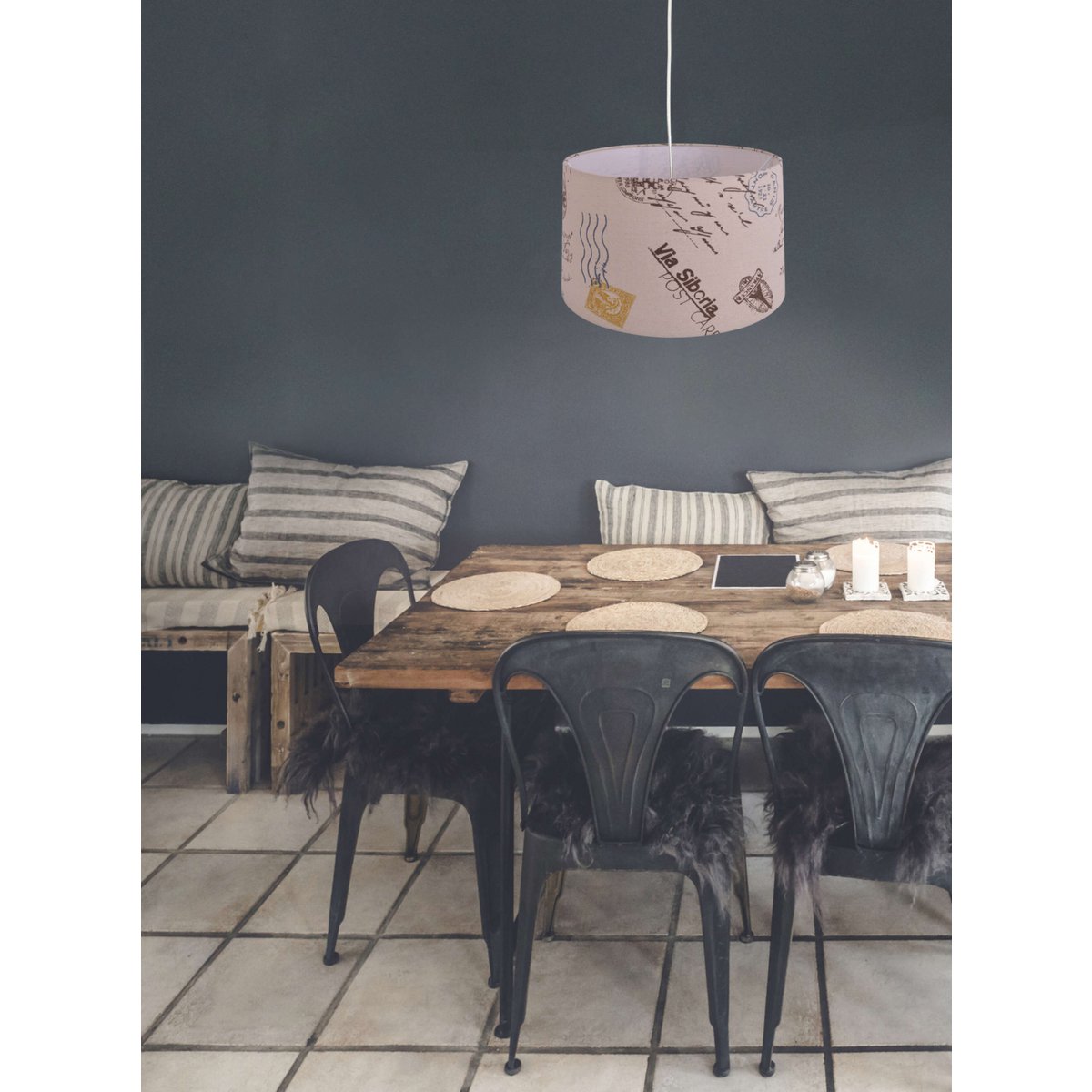 Näve Textiel Hanglamp Print Bruin Ø40cm