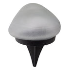 De spiesjes "Guri" 14 x 12 cm, 8,5 cm hoog, zwart plastic, zwaar, transparant glas, geïntegreerde LED's, warm wit