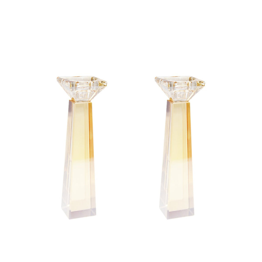 Amberkleurige kandelaars h20cm - set van 2