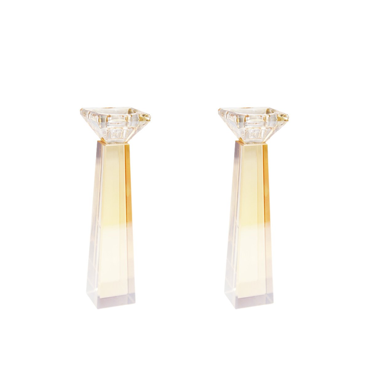 Amberkleurige kandelaars h20cm - set van 2