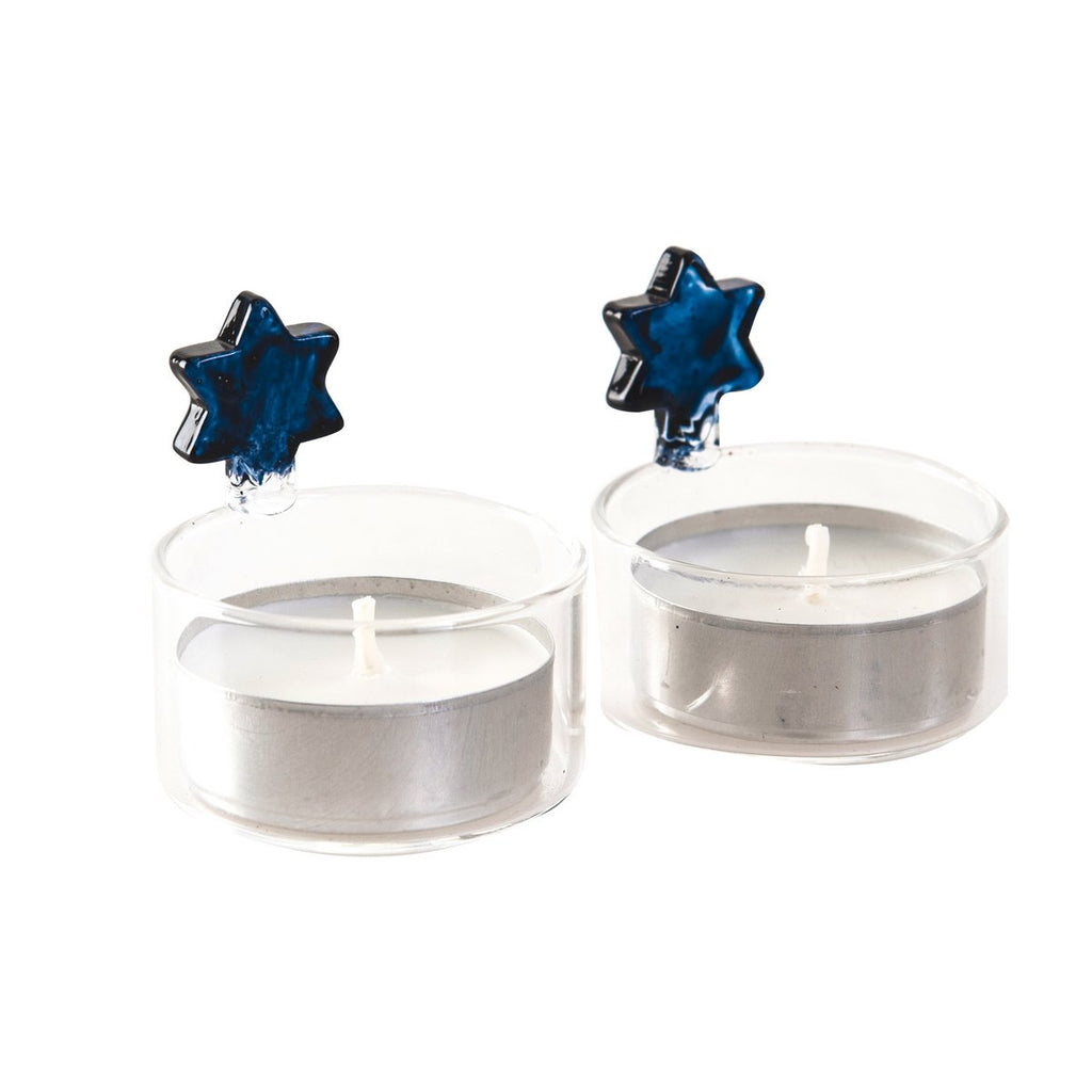Blauwe Maguen Kaarsenstandaards Set 2 - PVC, Keramiek
