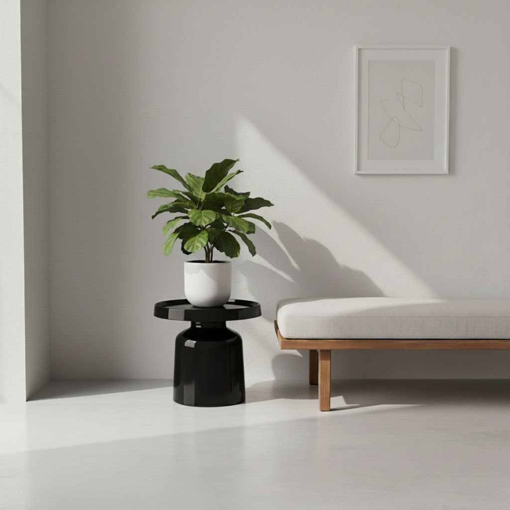 Pion Bijzettafel - Zwart - Ø 43x42cm Metalen Design