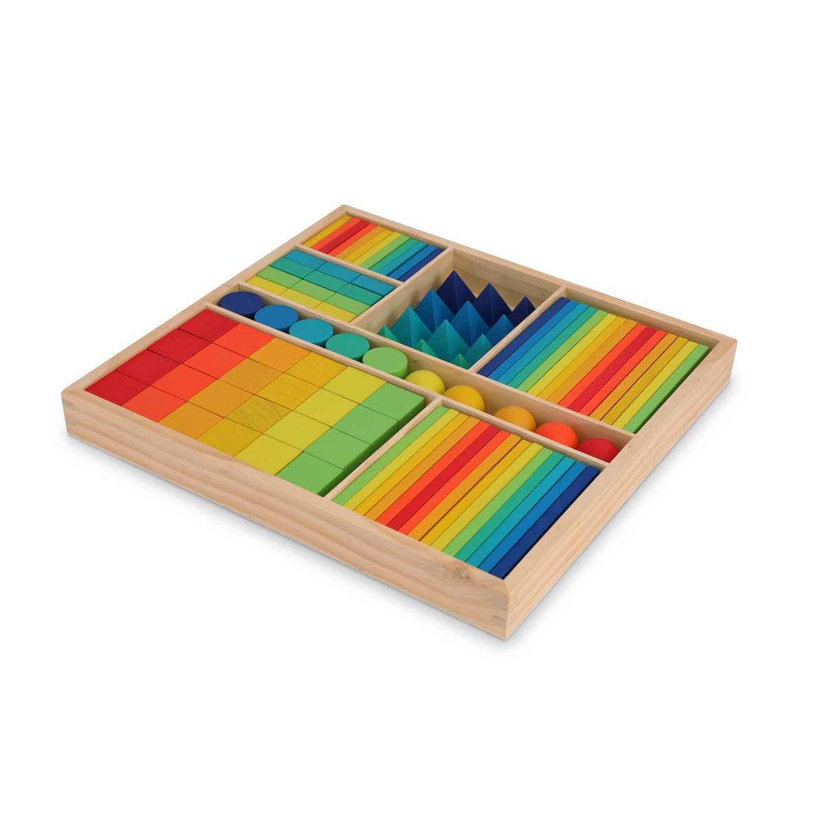 Kinderfeets Houten Blokkenset - Regenboog 100-delig