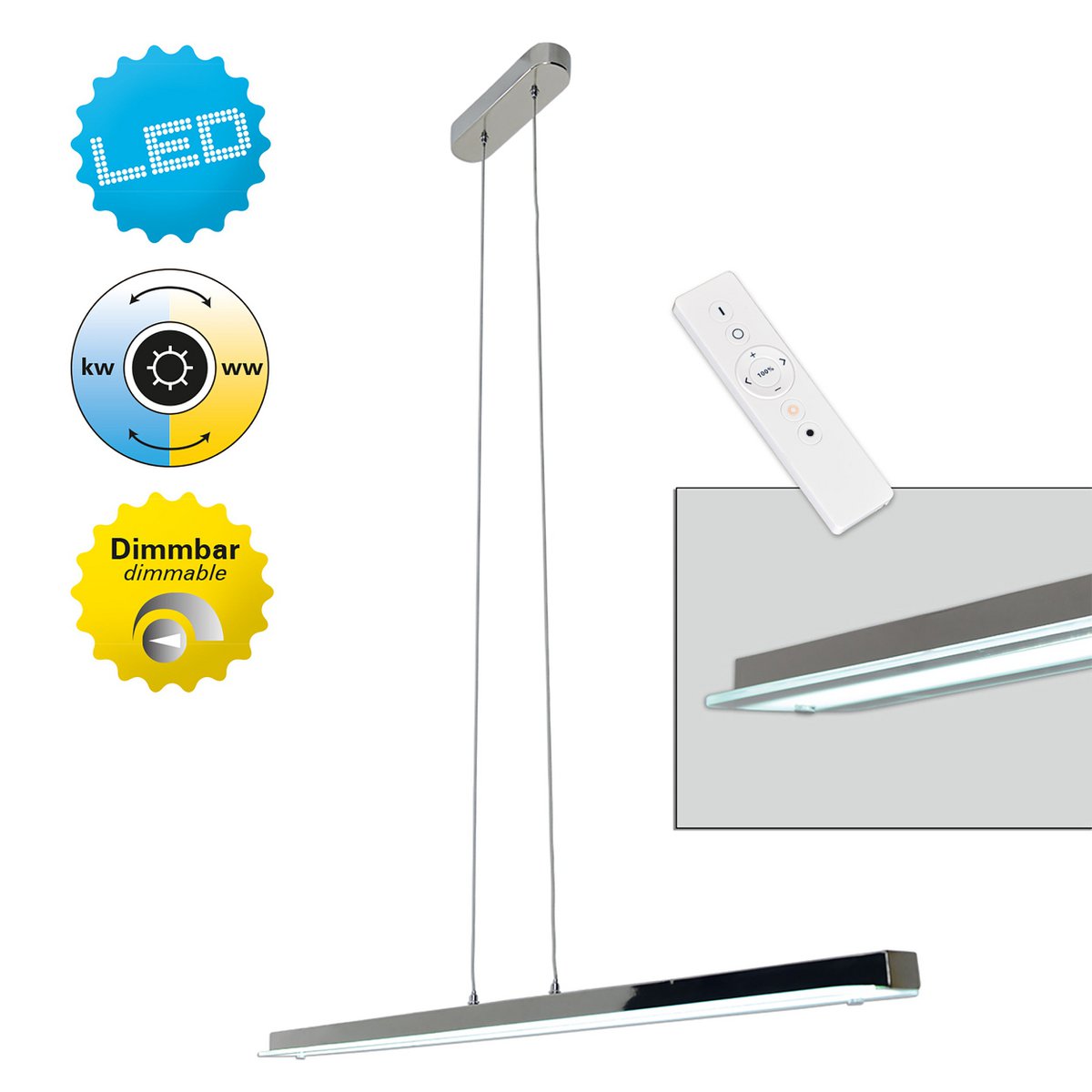 Näve Leuchten Hanglamp Balk 100cm 18W Dimbaar